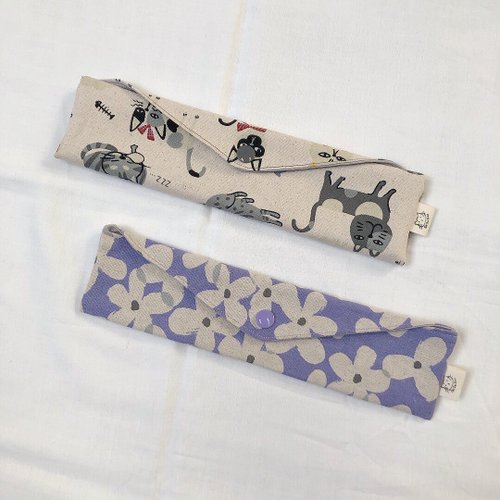 豆沙包是隻喵 【客製化禮物】橫式餐具袋 環保餐具袋 客製化