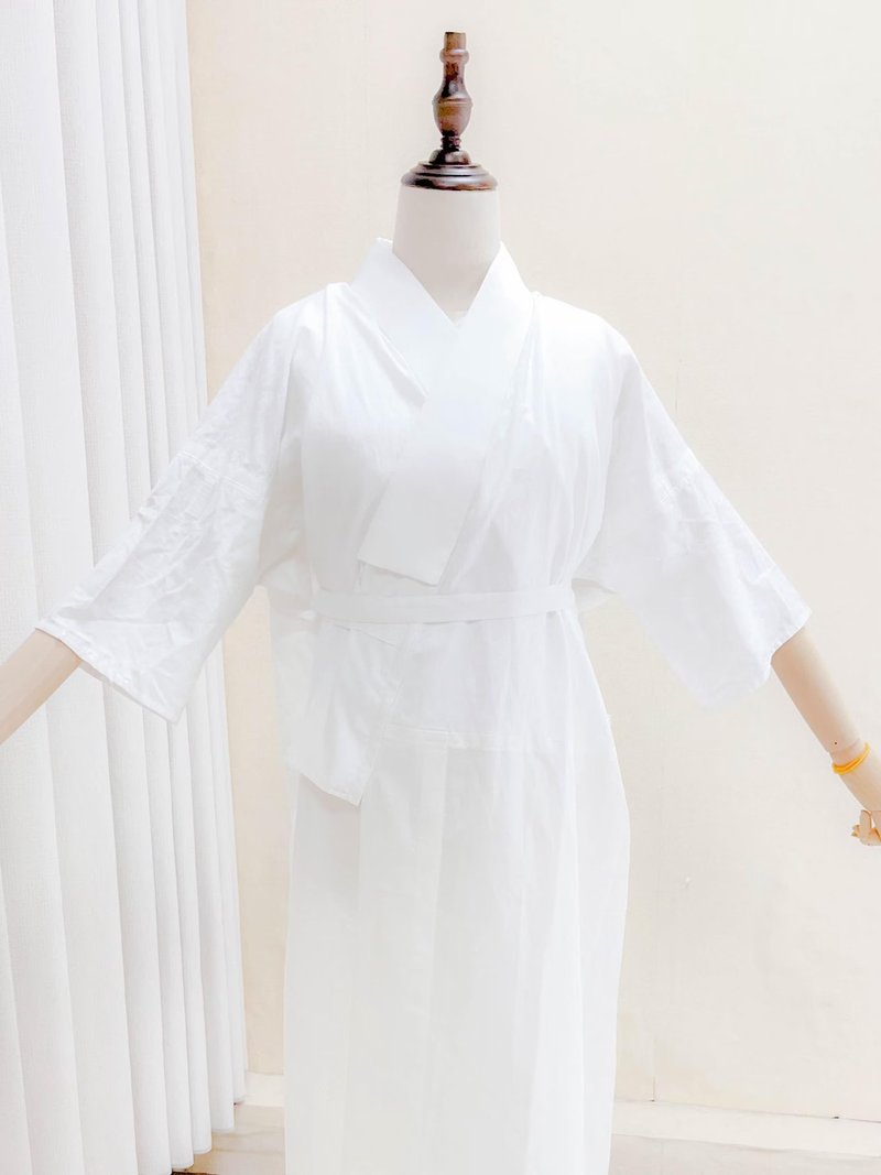 100%純棉襦袢 附領芯 /白色和服內著/ 長袖/短袖和服通用襦袢 - 女襯衫 - 棉．麻 白色