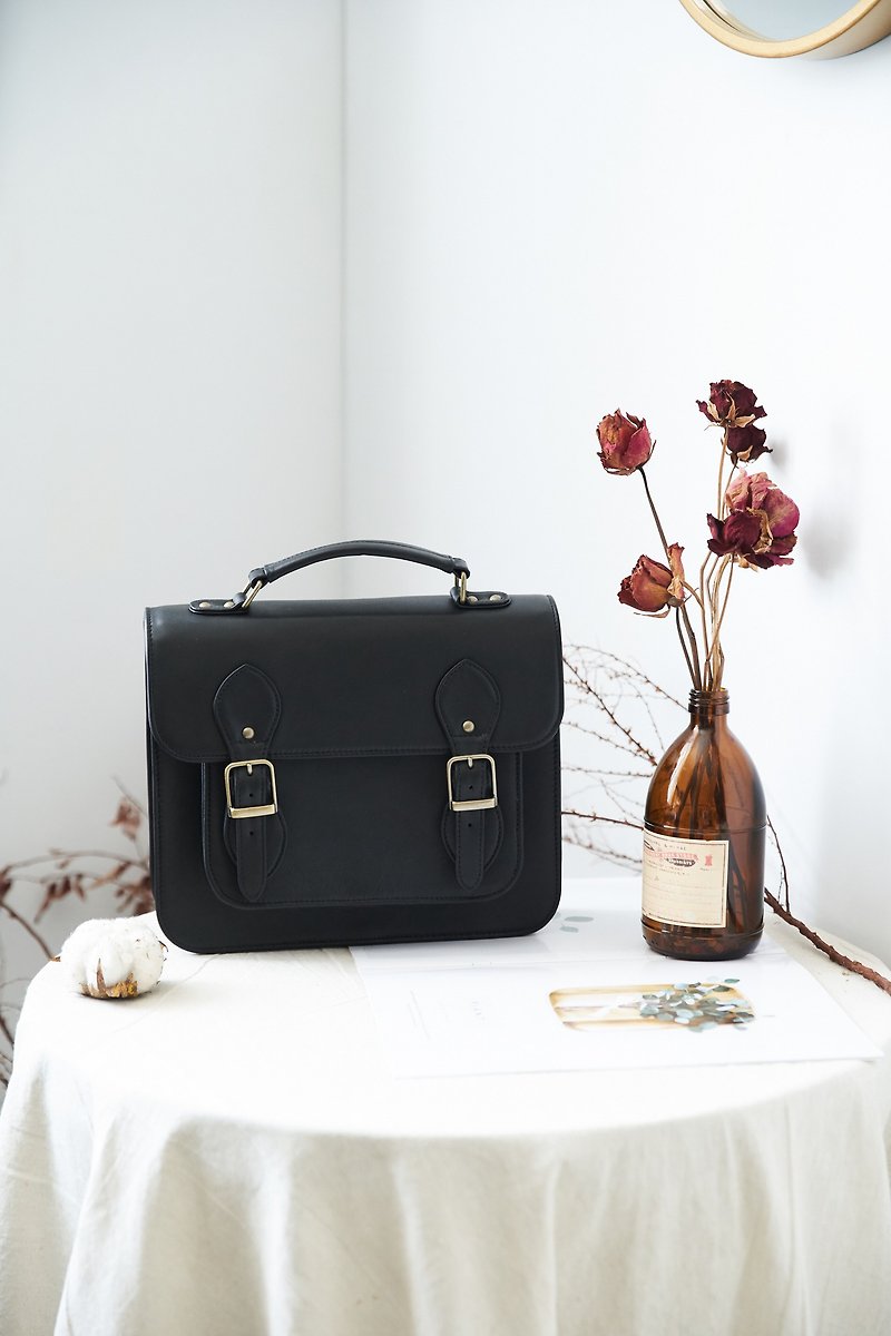 British Cambridge Bag Travel Diary - Messenger Bags & Sling Bags - Genuine Leather Black