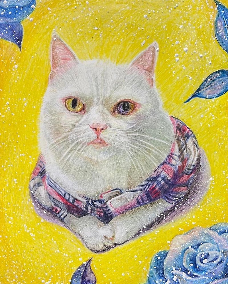 手繪色鉛筆寵物肖像畫 客製化 寵物畫 - 似顏繪/人像畫 - 紙 