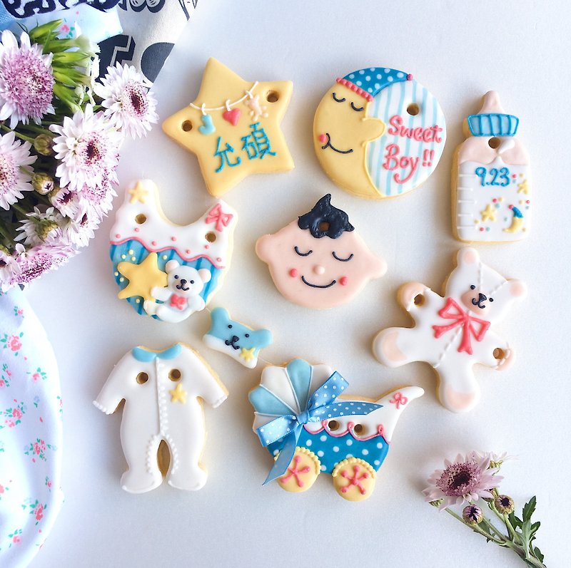 Receiving salivation icing biscuits • Linus male and female baby models hand-drawn creative design gift box 8-piece set**Please consult the schedule before ordering** - Handmade Cookies - Fresh Ingredients 