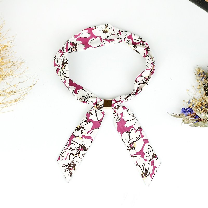 Handmade Hairband Headband scarves scarf - Scarves - Silk Pink