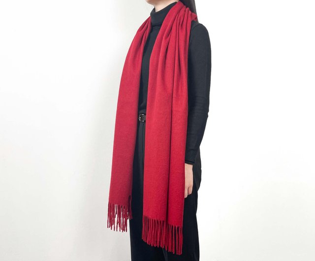 Wool Art Oversized Scarf 6”x100” (15x250 cm) / Wine Red