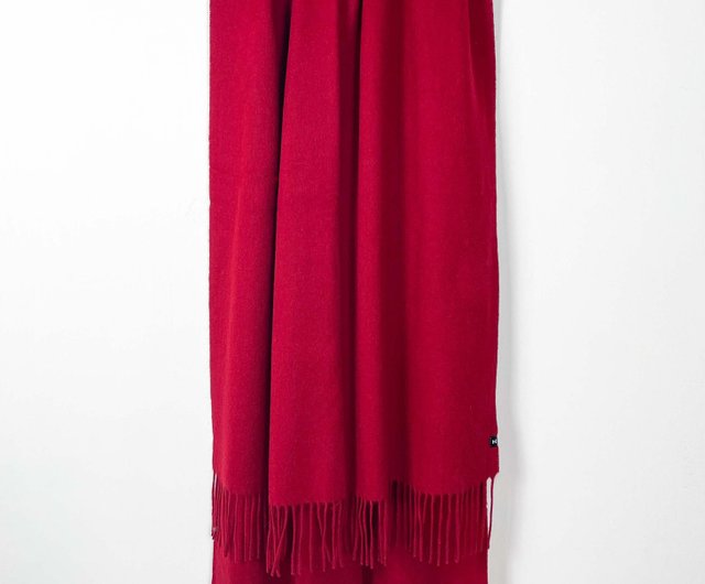 zolayka Red Wool Hand Knitted Winter Scarf Extra Long