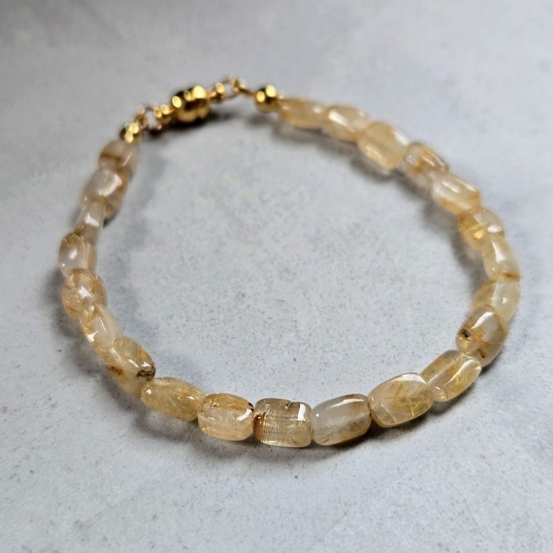 【Japan Handmade】ゴールドルチル ブレスレット　サージカルステンレス　マグネット式　上品で愛らしい輝き - 手鍊/手環 - 寶石 金色
