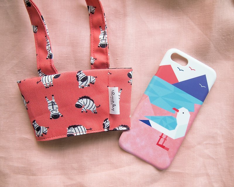 Goody Bag 2: Zebra drink bag 飲料提袋 + iPhone case - Beverage Holders & Bags - Eco-Friendly Materials Red