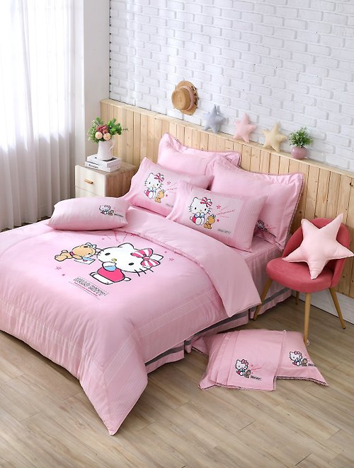 家適居家寢飾生活館 Hello Kitty-床包枕套兩用被組-高織紗精梳棉-正版授權-台灣製造