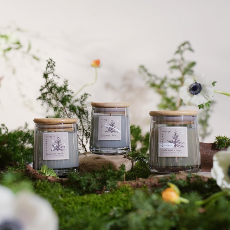 Cedar Trilogy - Natural essential oil scented candle | voyager - เทียน/เชิงเทียน - แก้ว สีเทา