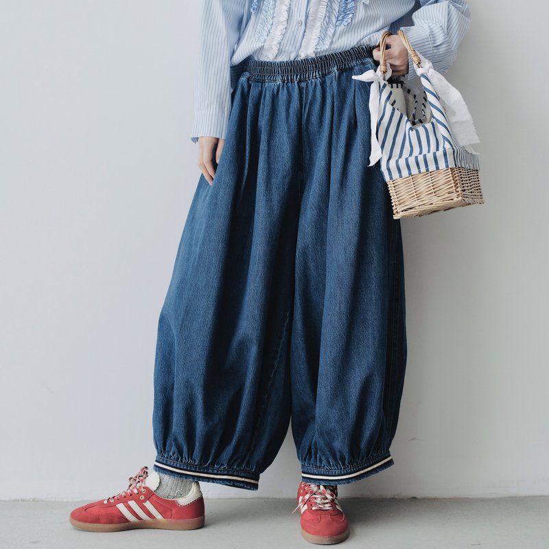 Autumn washed shrink jeans/pants - Women's Pants - Cotton & Hemp Blue