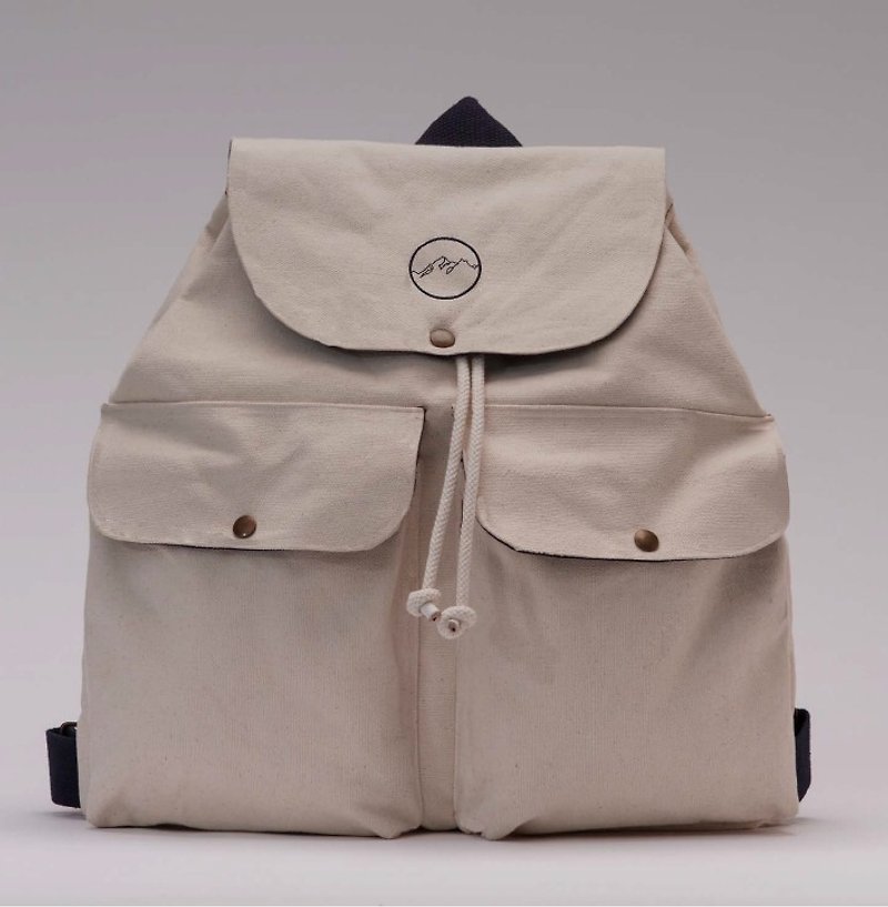 [Spanish handmade] Ölend Isla 100% cotton | drawstring | backpack (Ecru beige) - Backpacks - Cotton & Hemp White