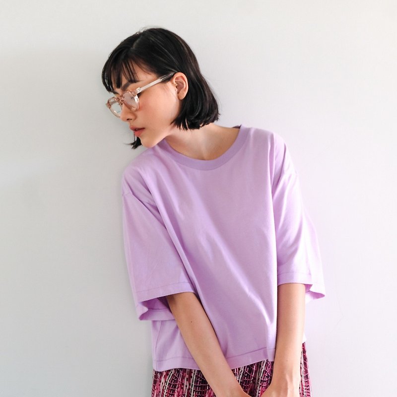 Fortune Palette Crop T-Shirt Purple Free Size - 女 T 恤 - 其他材質 