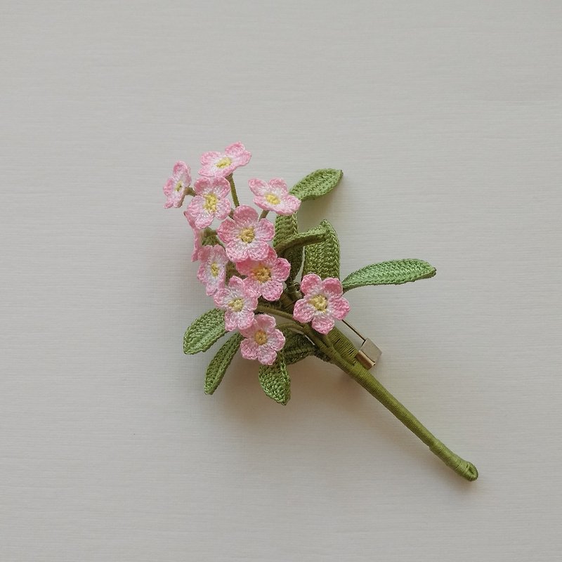 Thread Brooches Pink - Pink forget-me-not flower brooch