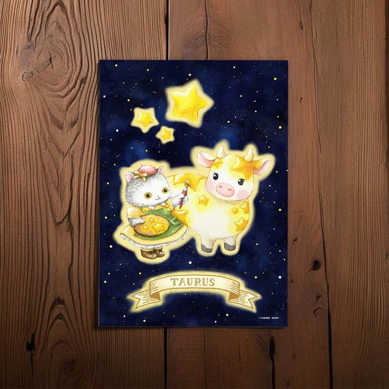 原創 星座貓貓 金牛座 水彩手繪 明信片 - 卡片/明信片 - 紙 多色