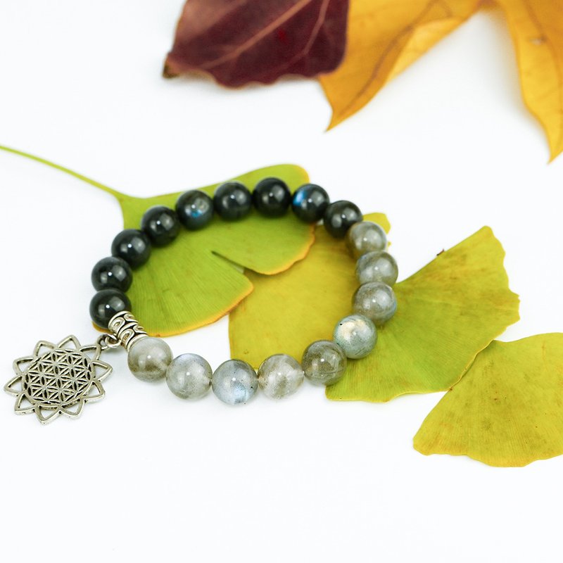 七輪調和手串/拉長石/天然/水晶手鏈/能量石/原生態102120 - 手鍊/手環 - 水晶 多色