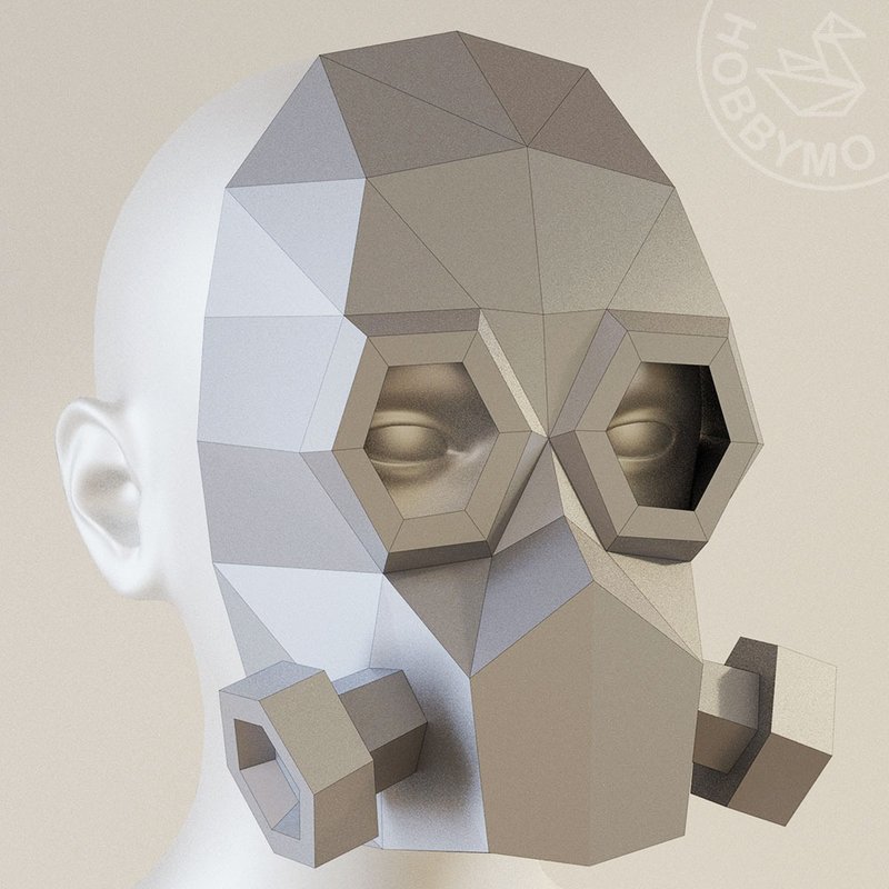 DIY Paper Gas Mask (Respirator) Papercraft Printable PDF - 手工藝教學/工具書 - 其他材質 