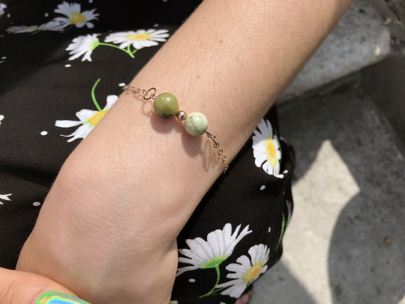 Yellow Turquoise 925 Sterling Silver Adjustable Bracelet - Bracelets - Semi-Precious Stones Green