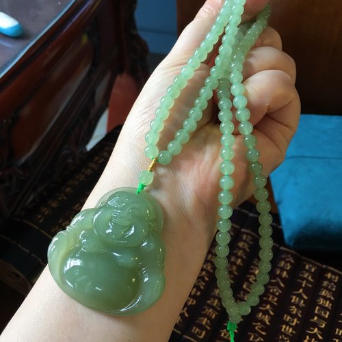 和田玉 ペンダント 和田玉（ホータン玉）晴水（チンスイ）大仏ペンダント、和田玉晴水