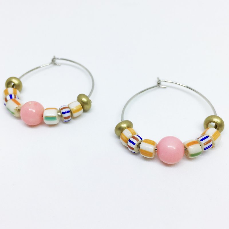 ► Fun Series - Happy ear candy pink bubble brass ring ◄ - ต่างหู - โลหะ สึชมพู
