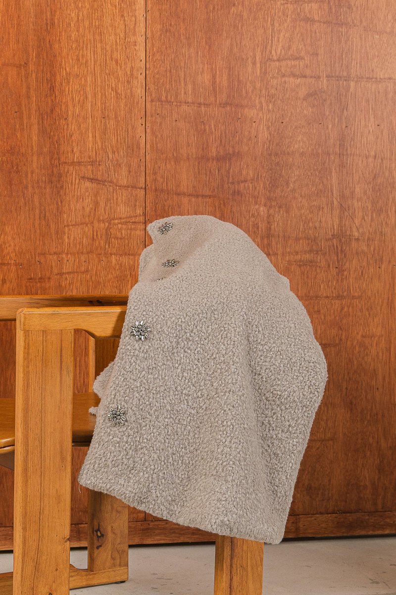 cashmere vest dress jacket 羊絨背心洋裝外套 Grey 朦朧灰 - 女大衣/外套 - 羊毛 銀色