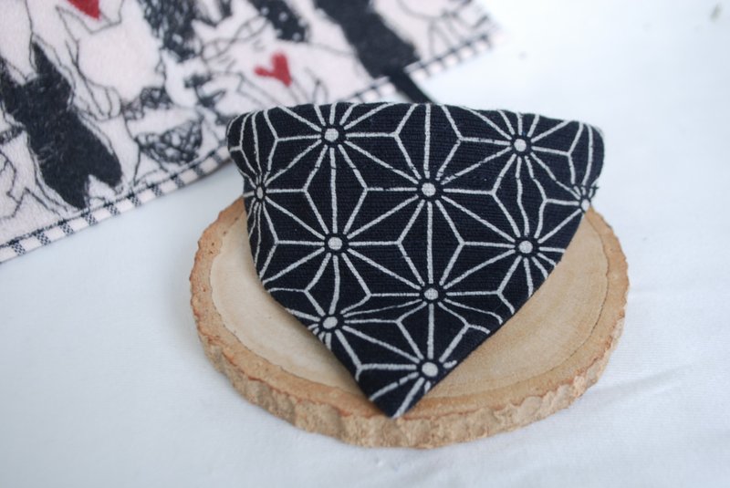 A-NI collar for cats and dogs triangular flag version - 項圈/牽繩 - 棉．麻 黑色