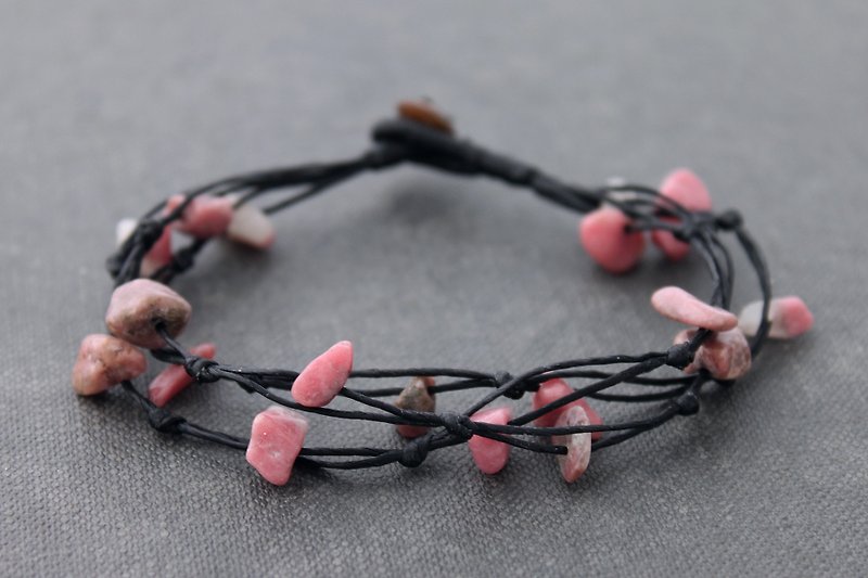 Woven Bracelets Tourmarine Free Form Simple Strand Bracelets - Bracelets - Stone Pink
