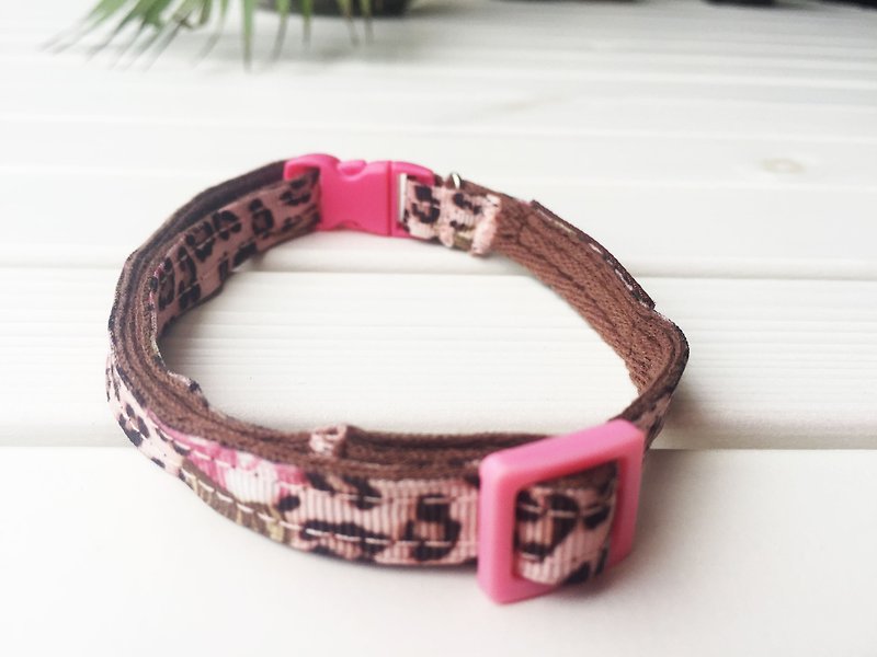 Chain hair child collar - hot rose leopard general buckle 1 section section [spot] - Collars & Leashes - Cotton & Hemp Pink