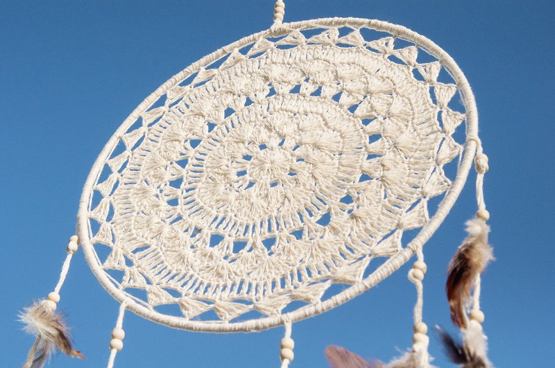 Limited edition Valentine's Day gift Mother's Day gift birthday gift ethnic style boho hand-woven cotton land dream catcher strap dream Cather / handmade lace Dream Catcher - lace white 28cm - Items for Display - Cotton & Hemp White
