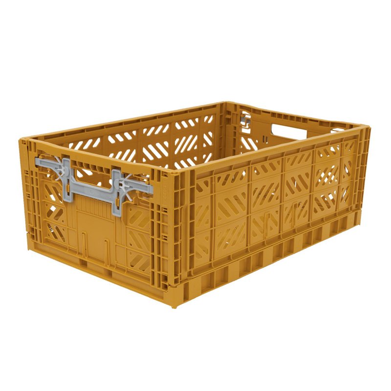 Türkiye Aykasa Folding Storage Basket (L) - Mustard Yellow - กล่องเก็บของ - พลาสติก 