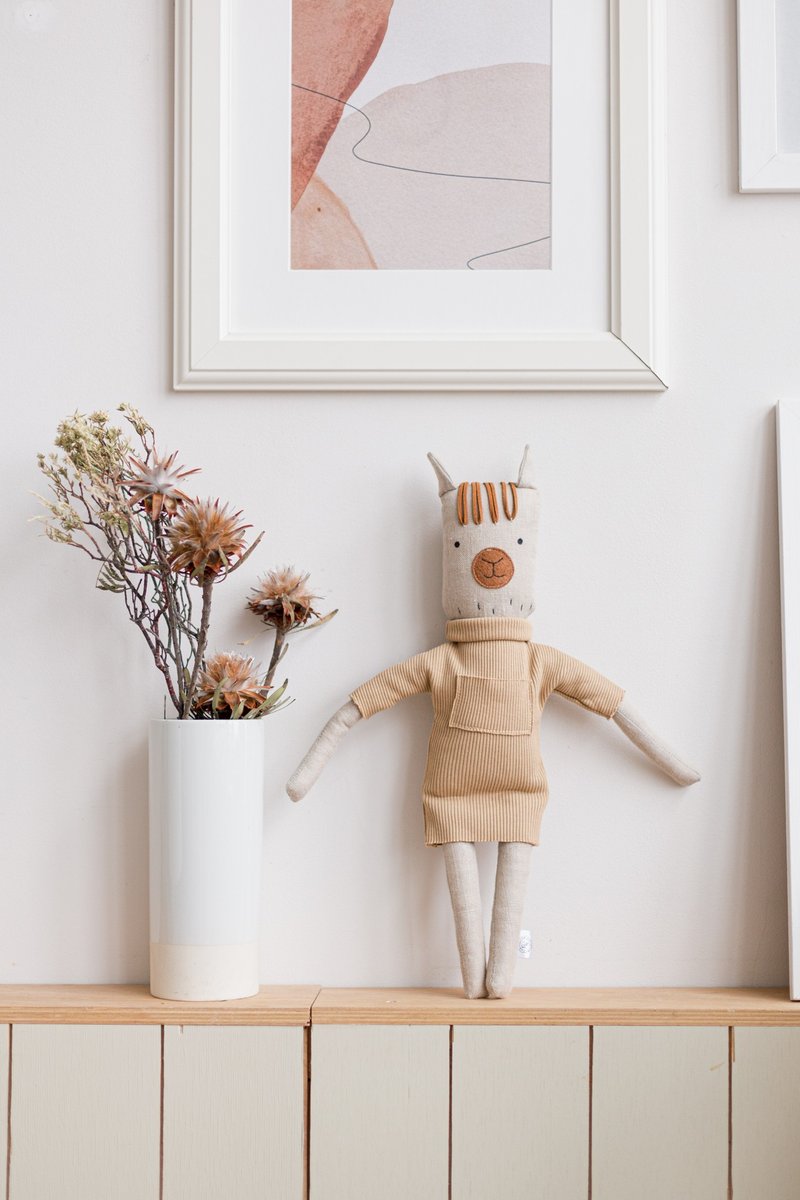 Soft toys for babies, Soft baby toy, Lama Animal Toy, Linen Lama doll, Stuff toy - Kids' Toys - Eco-Friendly Materials Gray