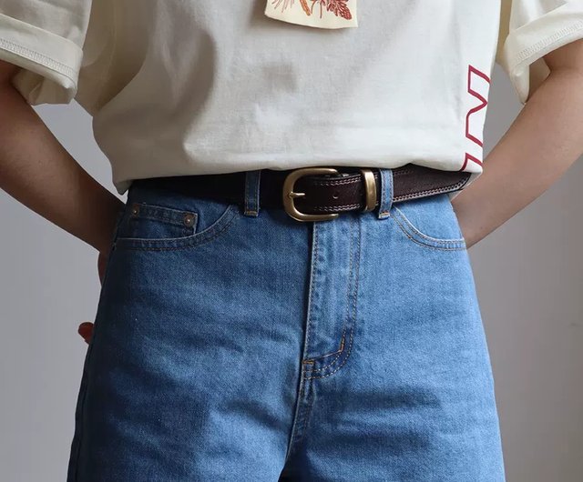 Genuine Leather Women's Waist Belt Width 2.8CM Pin Buckle