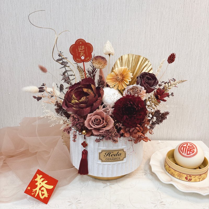【開幕盆花】永生盆花 新年花禮 春聯 乾燥花 情人節yufloris - 乾燥花/永生花 - 植物．花 多色
