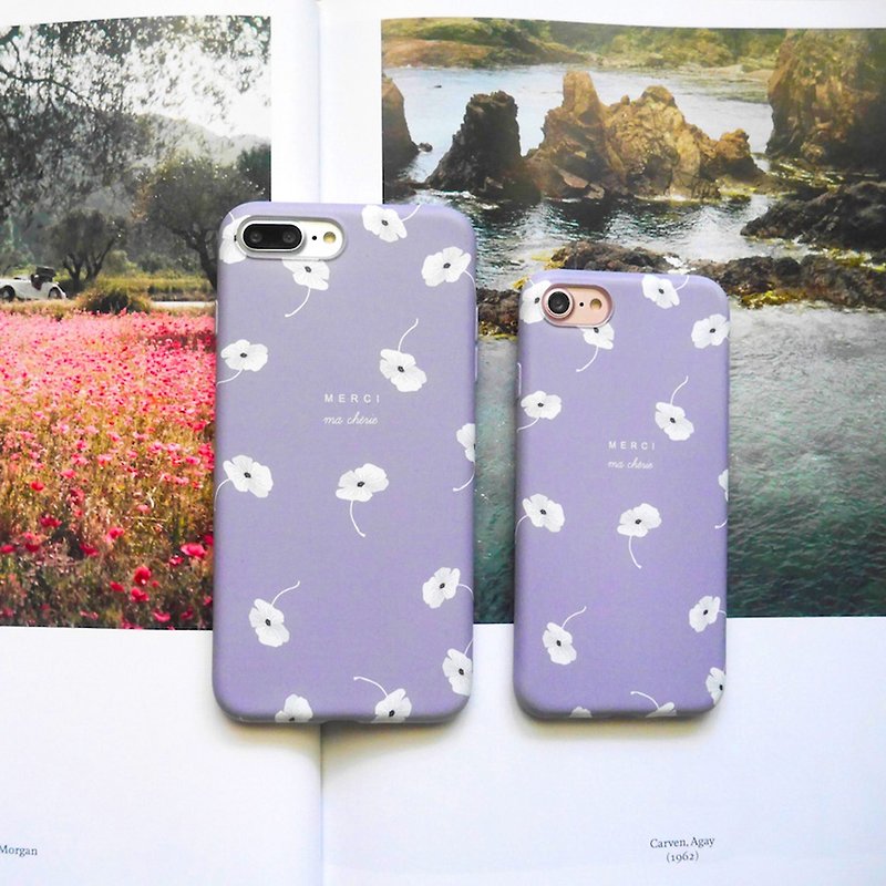 Purple gray bellflower cell phone shell - Phone Cases - Other Materials Gray