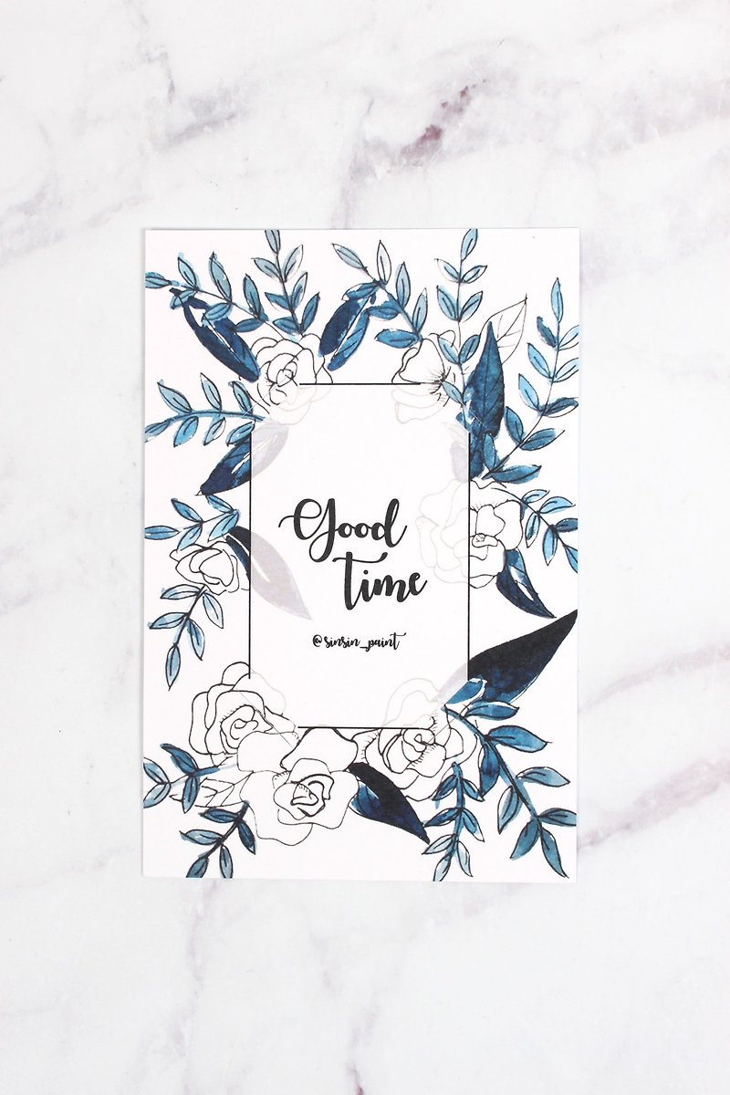 Good Time Botanical Instax Photo Frame Card - Pure - Cards & Postcards - Paper Blue