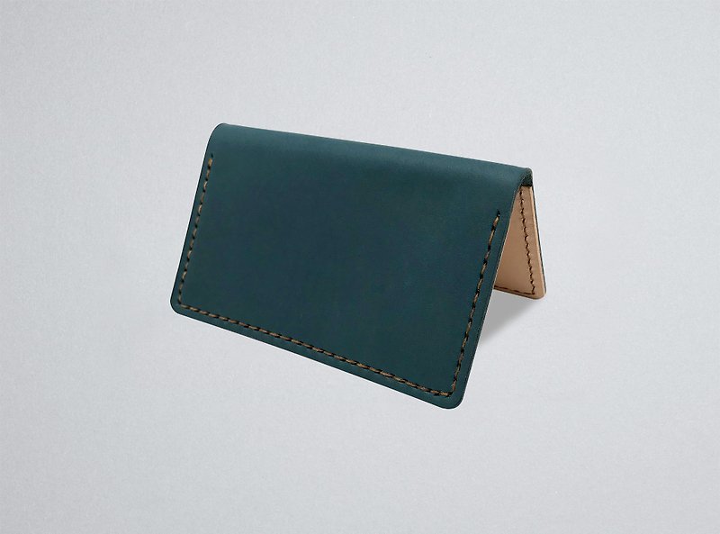 Leather Card Holder (11 colors / engraving service) - ที่เก็บนามบัตร - หนังแท้ สีน้ำเงิน