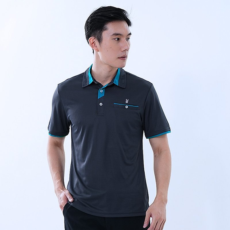Men's moisture-wicking and anti-UV functional POLO shirt GS1037 (M-6L large size) / Zhangqing - Men's Sportswear Tops - Polyester Blue