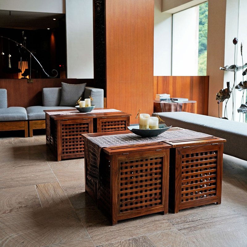 柚木洗衣籃(L) 實木原木材質 質感收納好物 可作邊桌使用 - 層架/置物架/置物籃 - 木頭 咖啡色