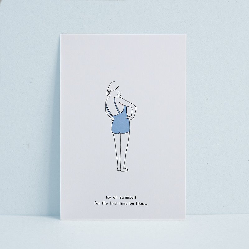 Dear, Summertime The Postcard - Try on swimsuit for the first time be like - Cards & Postcards - Paper White