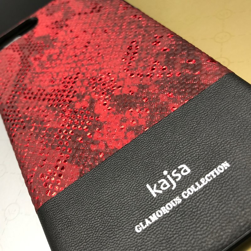 Snakeskin pattern single cover phone case red - อื่นๆ - วัสดุกันนำ้ สีแดง
