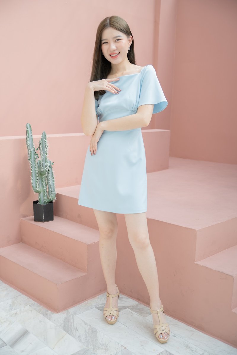 Baby Blue Vintage Modern Dress Office Wear Summer Party Bridesmaid Dress A line - One Piece Dresses - Polyester Blue