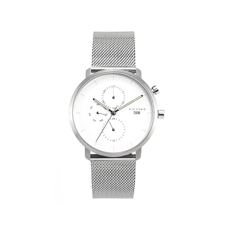 นาฬิกาข้อมือ Minimal Style : MONOCHROME CLASSIC - PEARL/MESH - นาฬิกาผู้หญิง - สแตนเลส สีเงิน