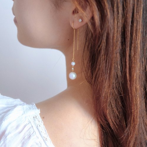 meraki design Chloe | 新娘姊妹 Swarovski珠光粉紅水晶珍珠耳環 | 優雅氣質
