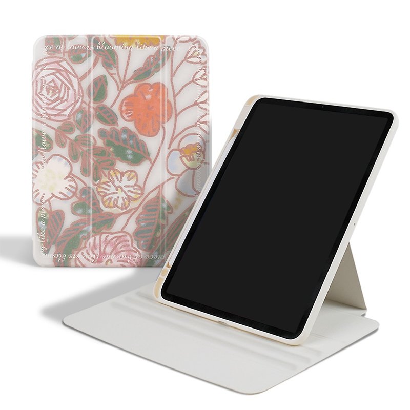 Colorful flower rotatable vertical screen iPad case - เคสแท็บเล็ต - วัสดุอื่นๆ 