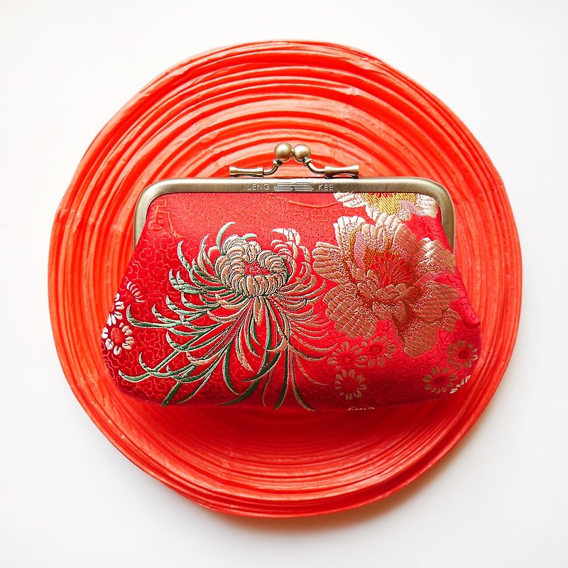 The fourth wife Songlian:: Inside black gold bun mother bag / coin purse [Made in Taiwan] - Coin Purses - Other Metals Red