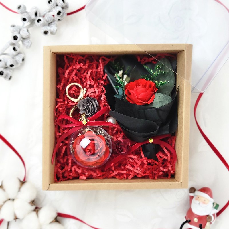 Immortal Roses 2 In Gift Box Valentine's Day Gift Birthday Gift - ช่อดอกไม้แห้ง - พืช/ดอกไม้ สีแดง