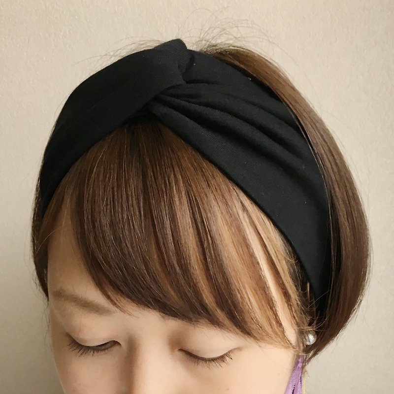 hair band plain Black -Tshirt fabric- - Headbands - Cotton & Hemp Black