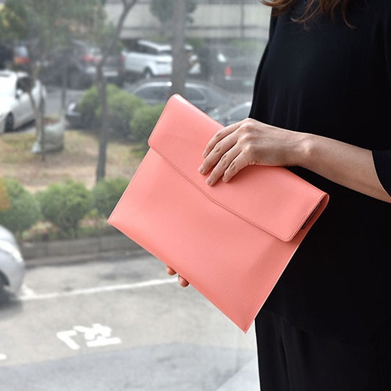 Workplace Essentials - Staff Leather Handbag File - Coral Powder, PPC94638 - Clutch Bags - Faux Leather Pink