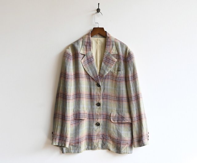 Vintage Women's Ralph Lauren Wool Plaid Button up Coat Blazer