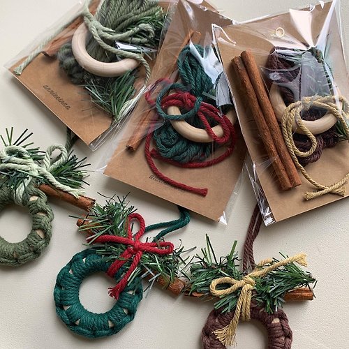 𝐚𝐧𝐧𝐢𝐞𝐞𝐢𝐧𝐧𝐚 |macrame studio 【 DIY KIT 】Macrame 編織聖誕環吊飾小卡 材料包 l 全程影片