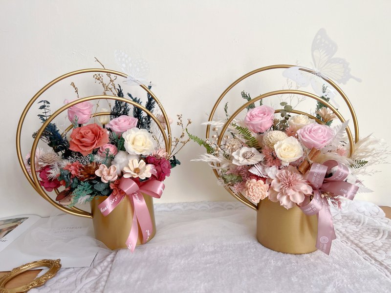 【開幕花禮】客製化 永生花復古色輕奢花禮 ins北歐風鐵藝花禮 - 乾燥花/永生花 - 植物．花 多色