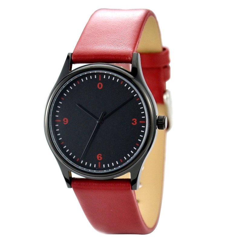 Minimalist Numbers Watch  Red  Free shipping Worldwide - นาฬิกาผู้หญิง - โลหะ สีดำ